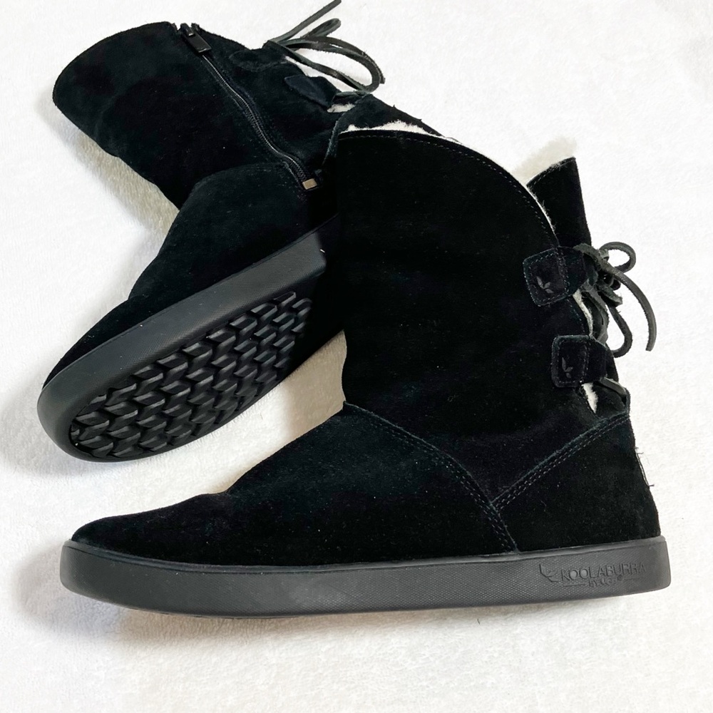 🔥 Koolaburra by Ugg black suede zip up booties tie back detail sz7